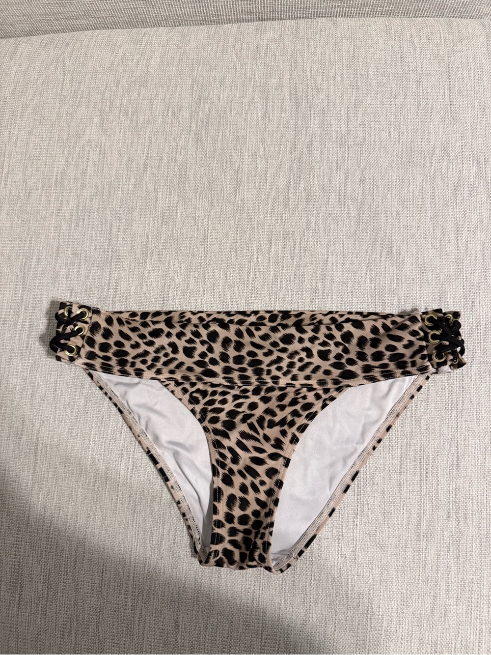 Leopard Print Bikini Bottom with Side Ring Details